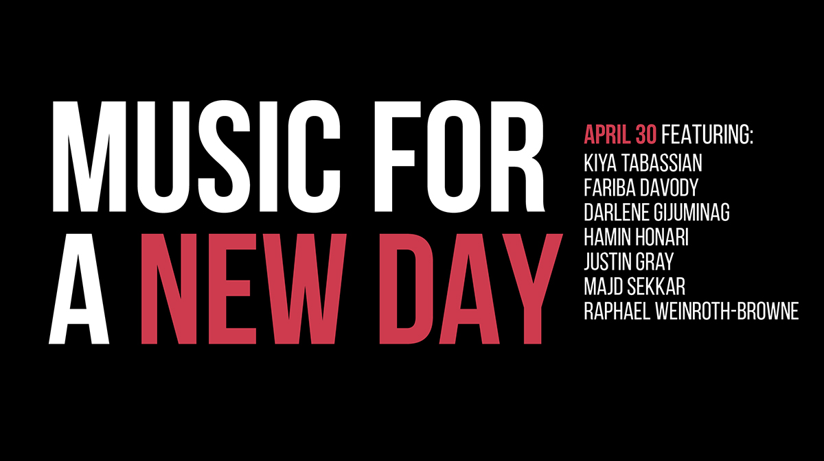 Image promoting Music for a New Day online presentation on April 30